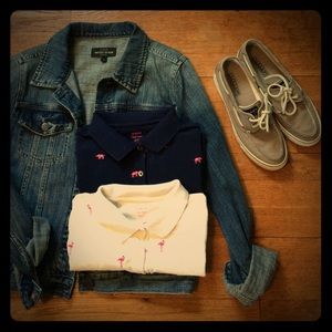 2 J Crew classic critter pique polo shirts Small