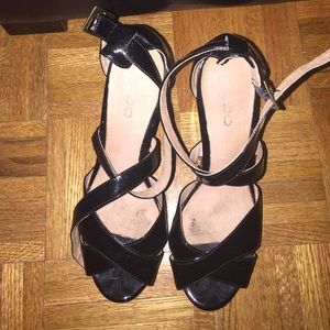 Paton leather open toe wedge