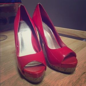Jessica Simpson red peep toe heels size 7