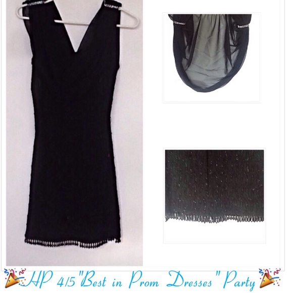 Backless evening gown with sheer draped neckline