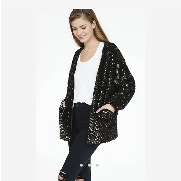 Express Jackets & Coats - Express fuzzy sequin jacket Express Jackets & Coats - Express fuzzy sequin jacket