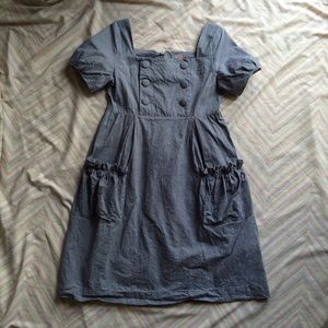H&M Dress Flirty Chambray Empire Waist Baby Doll