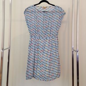 Bird print gauze summer dress