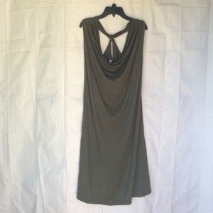 Drape-front dress with keyhole cross back