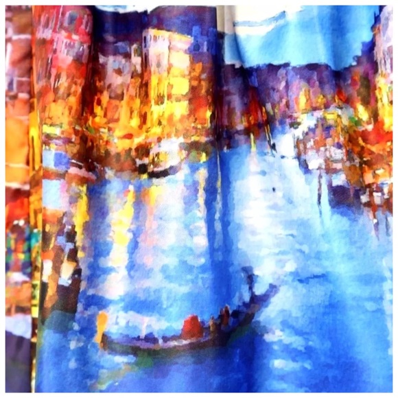Blue Venice Italy Grand Canal Midi Skirt - Picture 2 of 4