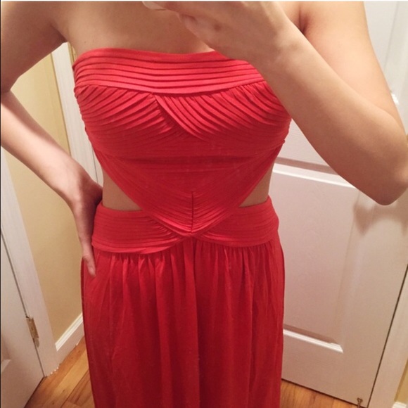 BCBGMaxazria Coral Red Evening Gown - Picture 2 of 4