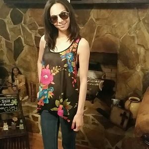 Flowy black colorful sheer asymmetrical