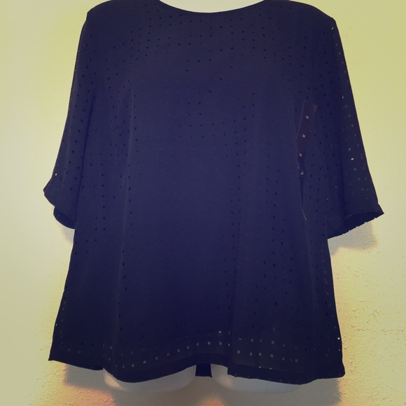 Banana Republic blue black eyelet Blouse M Nwt