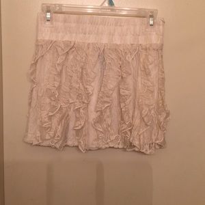 Wideband ruffle lace skirt