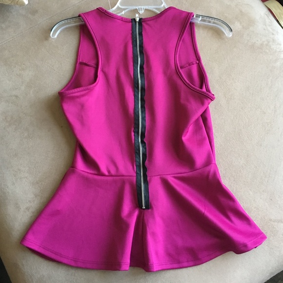 NEW Charlotte Russe Magenta Peplum Top with Studs - Picture 4 of 6