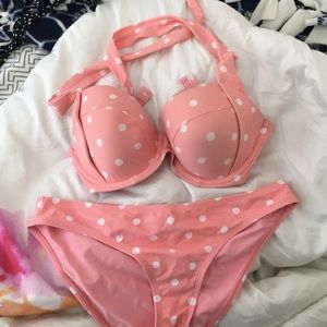 Aerie Pink Polka Dot Bikini 36DD/L