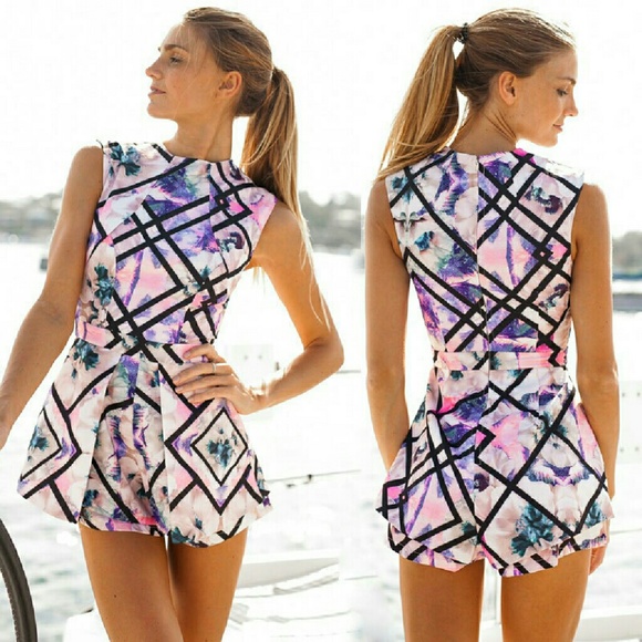 LAST ONE!! Pink and Black Floral Romper - Picture 2 of 3