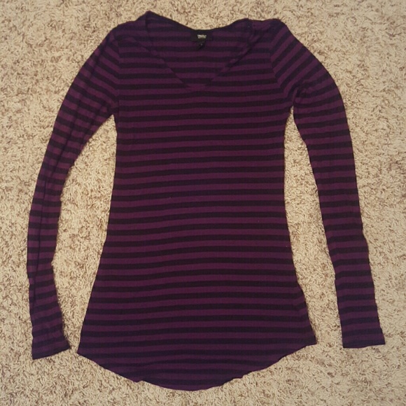 Black & Purple Striped Long Sleeve Shirt