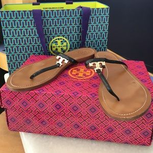 Tory Burch size 9 logo flat thing sandals.