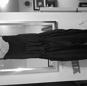 One piece black silk pant suit