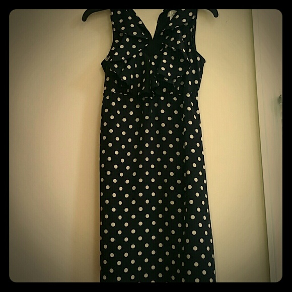 Loft black dress white polka dot.