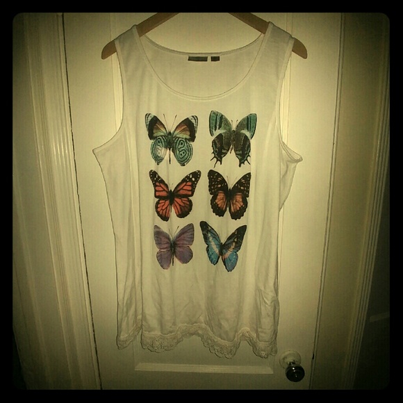Butterfly Tank with Crochet Trim