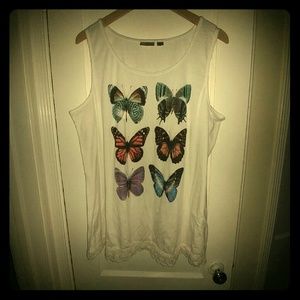 Butterfly Tank with Crochet Trim