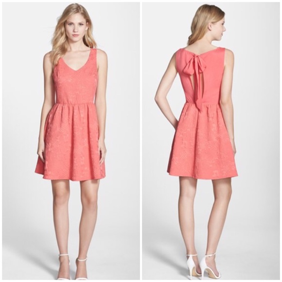 Bow Back Jacquard Fit & Flare Dress