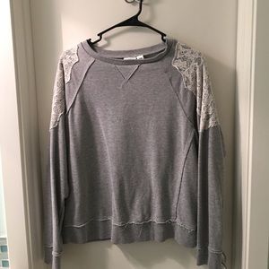 Lace shoulder sweatshirt