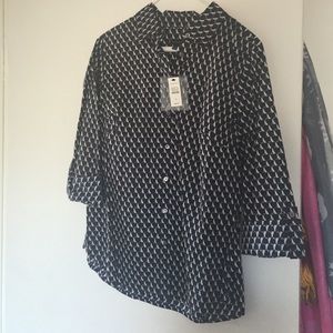 Talbots, size 8, button down dog print top