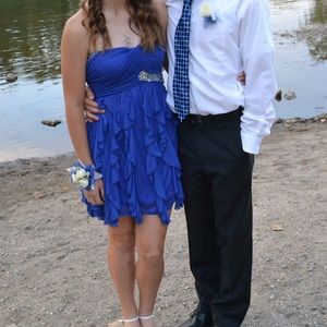 Strapless Dark blue formal dress