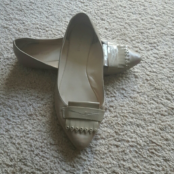 Nine West flats (Tan) and  satin J. Crew flats
