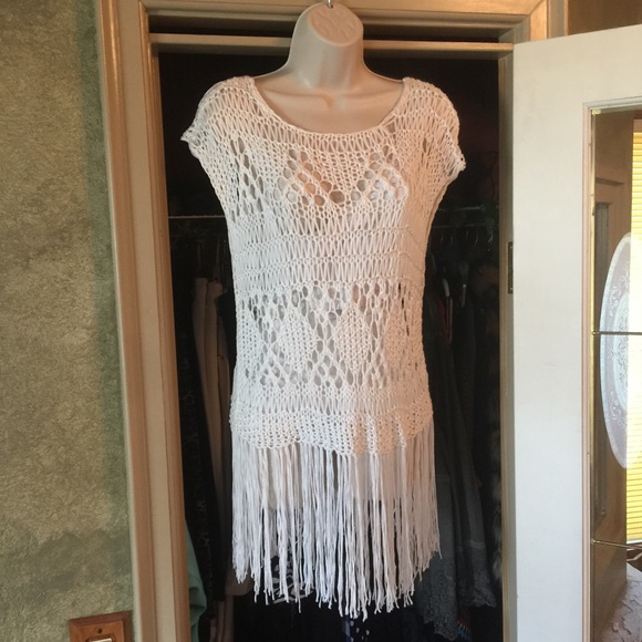 White crocheted top