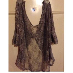 Sheer silver & gray shirt