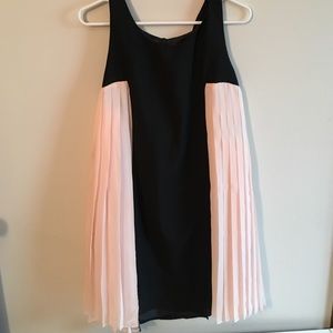 Pink ruffle black dress
