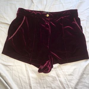 Topshop Velvet Shorts