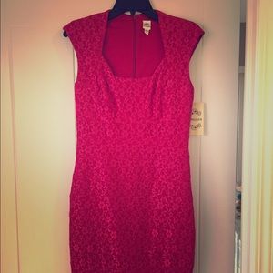 Sangria pink floral lace overlay dress, size 6