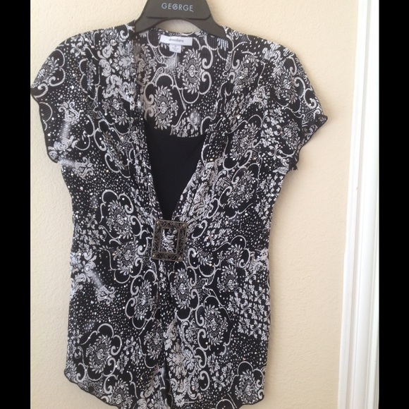 Dress barn one piece black/white sequined blouse.