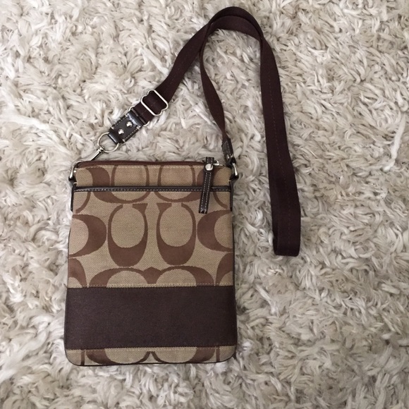 COACH Jacquard Khaki/Brown Crossbody Bag