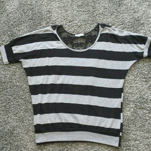 Black and grey with lace striped shirt