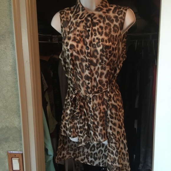 Leopard print sheer top