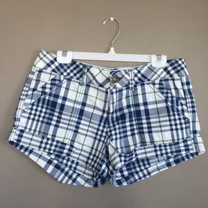 Blue and green plat shorts