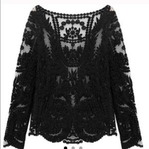 Beautiful black lace long sleeve blouse
