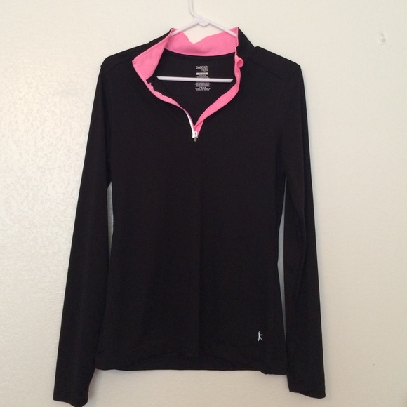 Pink and black 1/4 zip pull over