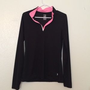 Pink and black 1/4 zip pull over