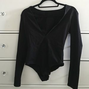 Black vneck one piece