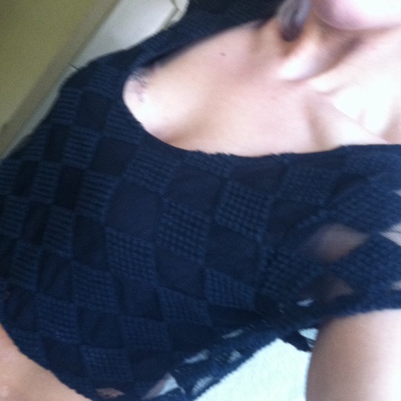 Nasty Gal Black Sheer Crop Top Sz S - Picture 4 of 4