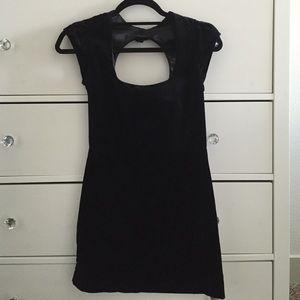 Black velvet mini dress open back