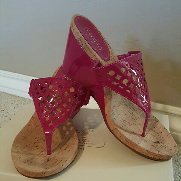 Coach pink wedge sandal
