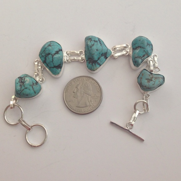 💯% 925 Sterling Silver Turquoise bracelet 💞💙💞 - Picture 3 of 4