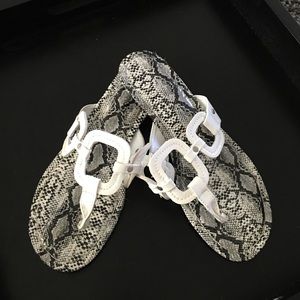 Animal print flip flops