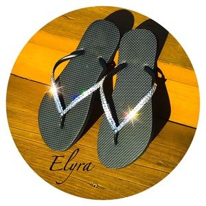 Swarovski Crystal Black Sandals/Flip Flops