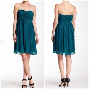 LINDSEY Pleated Sweetheart Neckline Chiffon Dress
