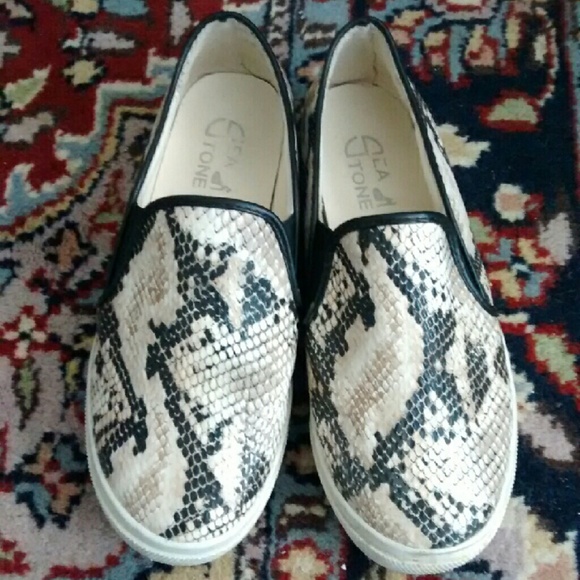 Snake print slip-on sneakers