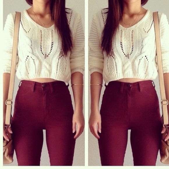 American Apparel High-Waisted Maroon Easy Jeans